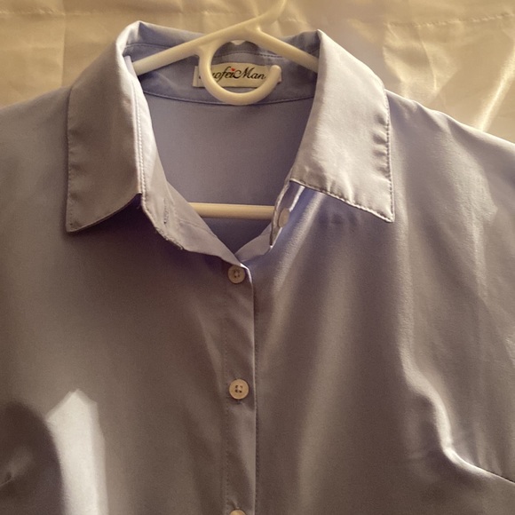 Ladies light blue collared dress shirt/blouse - Picture 2 of 5